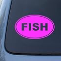 FISH EURO OVAL - Fishing - Vinyl Car Decal Sticker #1705 | Vinyl Color: Pink