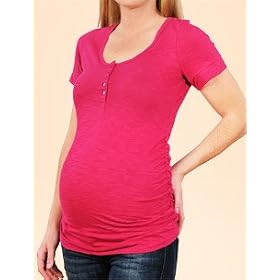 Buy A Pea in the Pod: Short Sleeve Scoop Neck Button Detail Maternity T Shirt by A Pea in the Pod