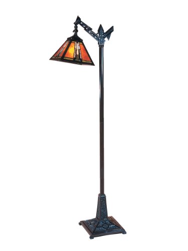 Dale Tiffany TF100073 Amber Monarch Floor Lamp, Mica Bronze and Art Glass/Mica Shade