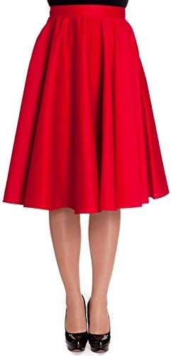 Hell Bunny Plus Retro 60's Office Lady Basic Swing Circle Skirt (4XL, Red)