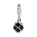 SilberDream 925 Sterling Silber Charm Kugel Onyx Stein schwarz Charms Anh&auml;nger f&uuml;r Armband Kette oder Ohrring FC250S