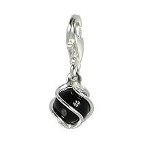 SilberDream 925 Sterling Silber Charm Kugel Onyx Stein schwarz Charms Anhänger für Armband Kette oder Ohrring FC250S