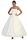Ball Gown Formal Prom Strapless Wedding Dress #634 (10, Ivory)