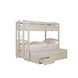 May White Twin over Twin Bunk Bed with Trundle , Solid Wood