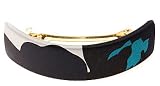 L. Erickson USA Rectangle Volume Barrette - The Blues 100% Silk Print