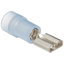 Morris Products 11924 Female Disconnect, Double Crimp, Nylon Insulated, Blue, 16-14 Wire Size, 0.032"X0.250" NEMA Tab  (Pack of 100)