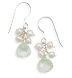 Green Amethyst and Cultured Freshwater Pearl French Wire Earrings
