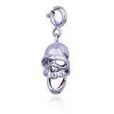 Platinum Plated Sterling Silver Skull Charm