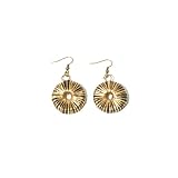 JousJous.com Nickel Free Gold Fabric Copper Puzzle Dangling Earrings