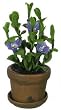 Dollhouse Miniature Blue Flower in an Aged Clay Pot