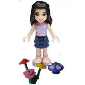 Lego Friends Loose Minifigure Emma, Dark blue layered skirt, Medium Lavender Top