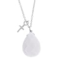 Agate Cross Charm Necklace - White