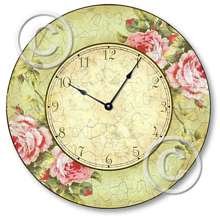 Item C2012 Vintage Shabby Chic Style 10.5 Inch Pink Rose Clock
