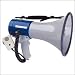 Blue/Grey 25W Metal/ABS Plastic Megaphone With Volume Control, Anti-howl Microphone and Shoulder Str