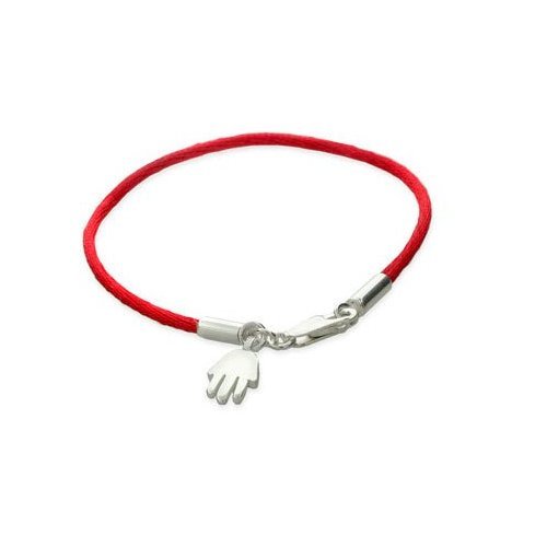 Sterling Silver Hamsa Hand Kabbalah Red Thread String Bracelet