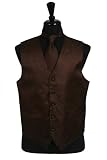 Paisley tone on tone Vest Tie Set Brown
