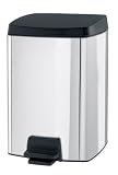 Brabantia Pedal Bin, Rectangular, 10litre Brilliant Steel