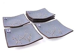 6 pc Japanese appetizer plate set Sakura LB