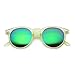 Colorful Frosted Retro P3 Flash Mirror Lens Horned Rim Round Sunglasses