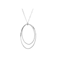 Lux Sterling Silver Double Free Form Circle Pendant And Necklace