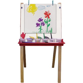 Image of Adjustable Floor Easel with Chalk and Dry Erase Board