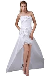 Strapless Taffeta High-Low-Hem Pleated Asymmetric Evening Dress 