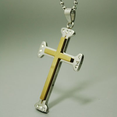 Designer Style Jewelry Cz Diamond Gold Cross Stainless Steel Men's Pendant Necklace for Men With Presentation Box J2040