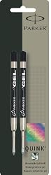 Parker Refill for Retractable Gel Ink Pens, Medium, Black Ink, 2 per Pack (30525PP)