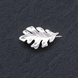 Sterling Silver Satin Finish Diamond Cut Oak Leaf Pin