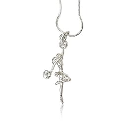 Silver Cheerleader Charm Pendant Necklace Fashion Jewelry