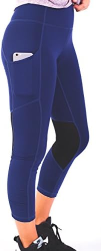 Women's Premium Workout Leggings with Breathable Mesh Vent Panels Navy Size 10