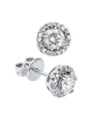 1.25 Carat (ctw) 14K White Gold Round White Diamond Halo Studs Earrings