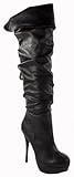 Praise! By Speed Limit 98 Thigh High Slouchy Platform Stilleto, black leatherette, 7.5 M