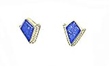 Sterling Silver and Blue Lapis Post Earrings in Diamond Shape