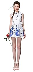 Belted Beaded  General Print Summer Short Fit-and-Flare  Dress With a Bow(s)