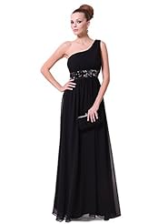 One Shoulder Empire   Waistline Sequined Evening Dress 