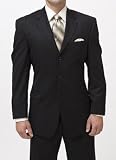 Michael Kors Black Shadow Stripe Three Button Side-Vented Suit with Pleated Pants