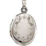 14k White Gold Oval Picture Locket