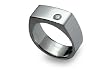 Stainless Steel Ring Square Top Satin High Polish with CZ