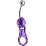 Neon Purple Zipper Belly Ring