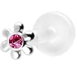 Silver 925 Pink CZ Flower Bioplast Tragus Labret Monroe