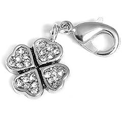 Charms Anh�nger f�r Bettelarmband Kleeblatt mit Strass
