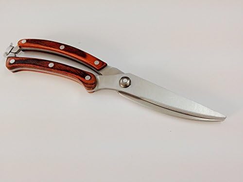 Rossimoda 10 Inch Heavy Duty Stainless Steel All Purpose Professional Kitchen Shears,the Professional Poultry Shears with Brown Handle