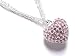 SILVER PINK CRYSTAL HEART PUFF NECKLACE