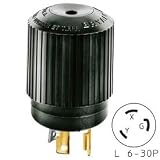 Techspec® Plug, L6-30, 30a, 250v, Black