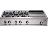 DCS CP485GDSSN 48 Pro-Style Gas Rangetop with 5 Sealed Dual Flow Burners and 26,000 BTU Griddle: Natural Gas