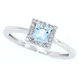 0.45ct Aquamarine and Diamond Ring in 10Kt White Gold