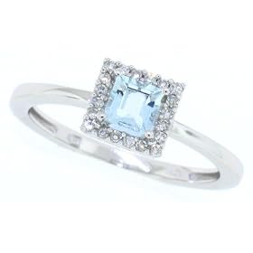 0.45ct Aquamarine and Diamond Ring in 10Kt White Gold-7 by