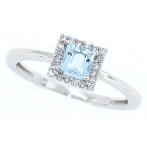 Buy 0.45ct Aquamarine and Diamond Ring in 10Kt White Gold by MyTreasurez