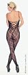 Floral Lace Open Crotch Body Stocking With Criss Cross Back